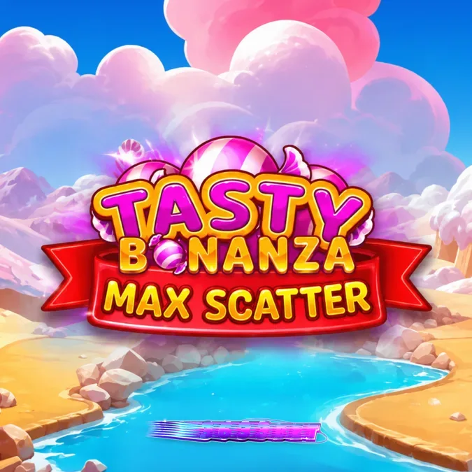 Tasty Bonanza Max Scatter slot interface com doces coloridos